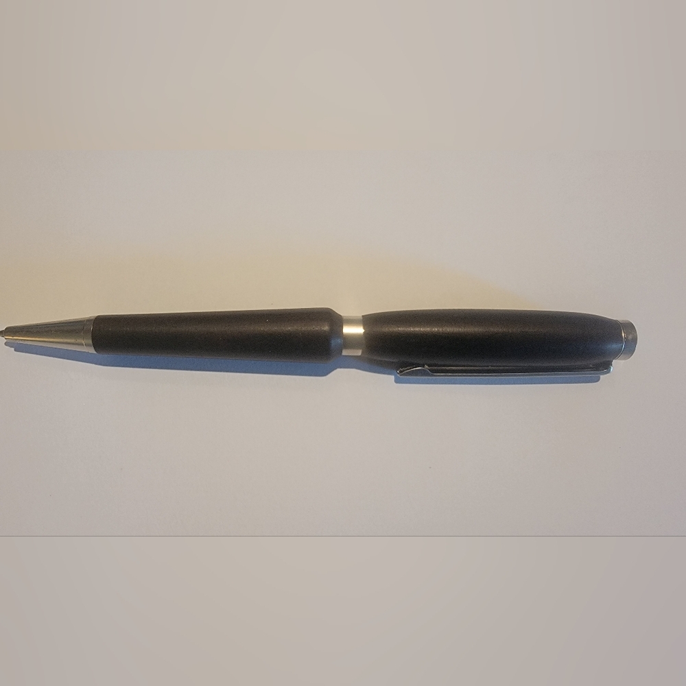 Sleek Black and Silver Hand-turned Wood Pen - Picture 2 of 5